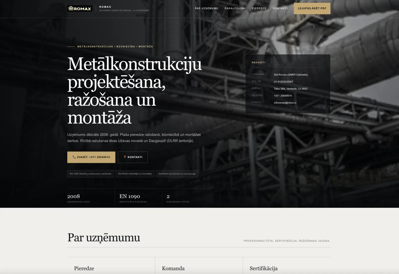 Romax — metāla konstrukciju projektēšana un montāža